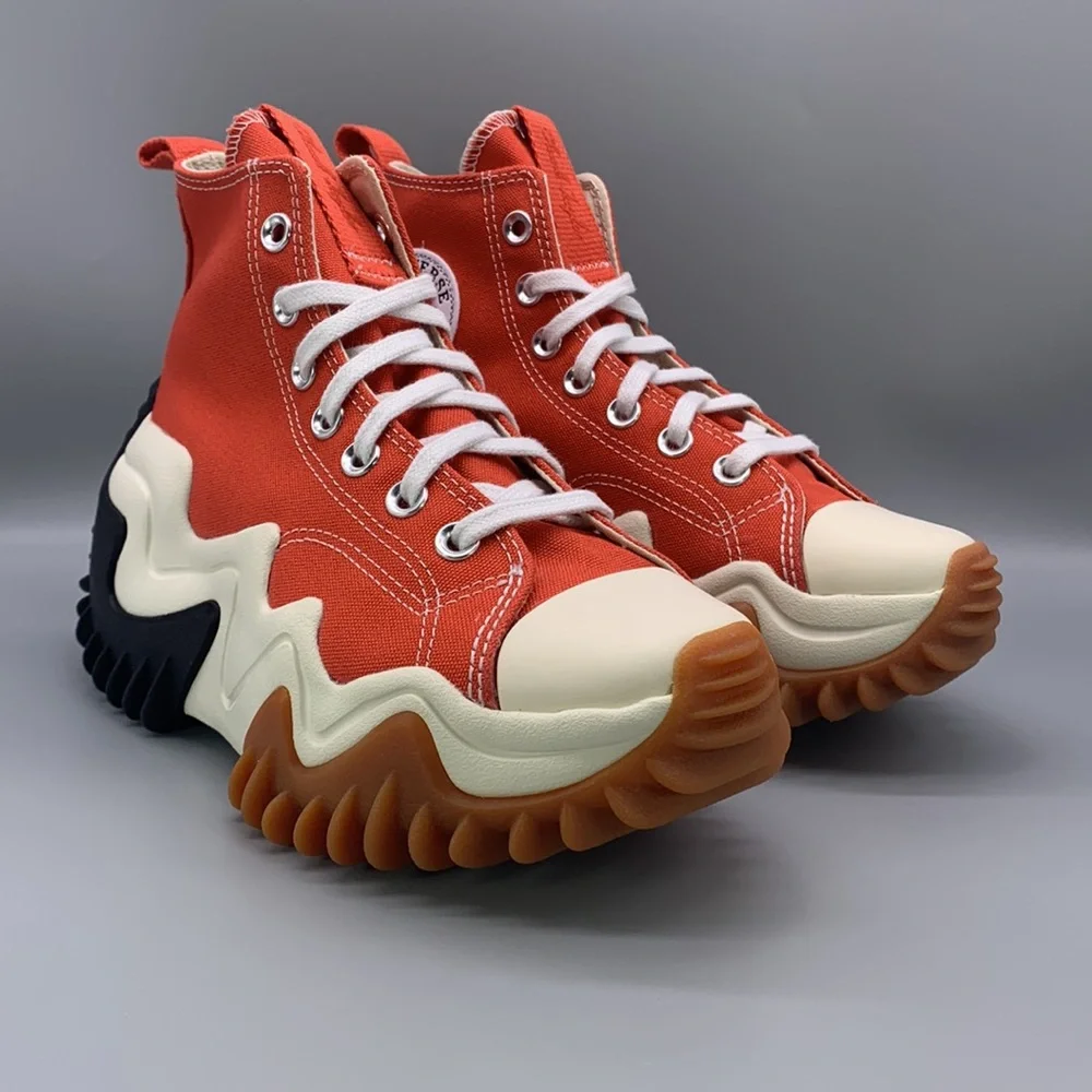 Converse Orange, White & Black Platform Run Star Hike Motion High Top Sneakers